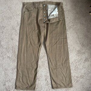 Levi's Pants Mens 38x28 Brown 501 Straight Leg Button Fly Western Casual Khaki